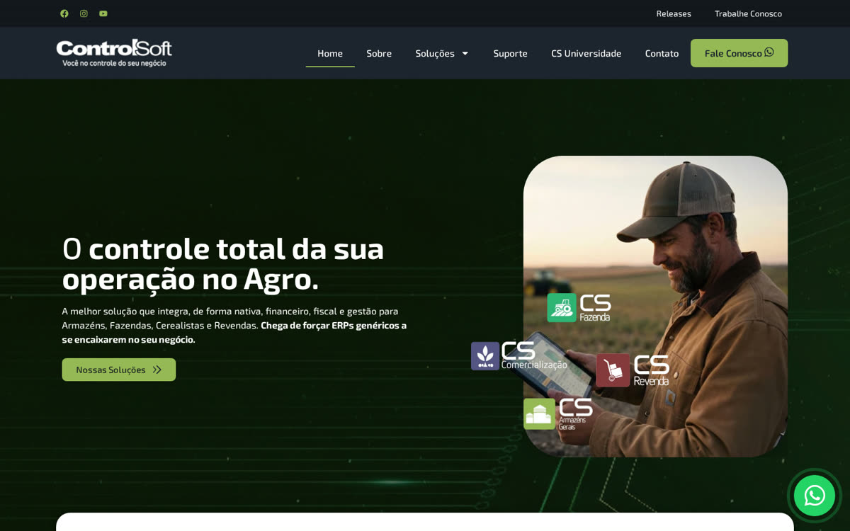 Site da ControlSoft criado pela Agência GS